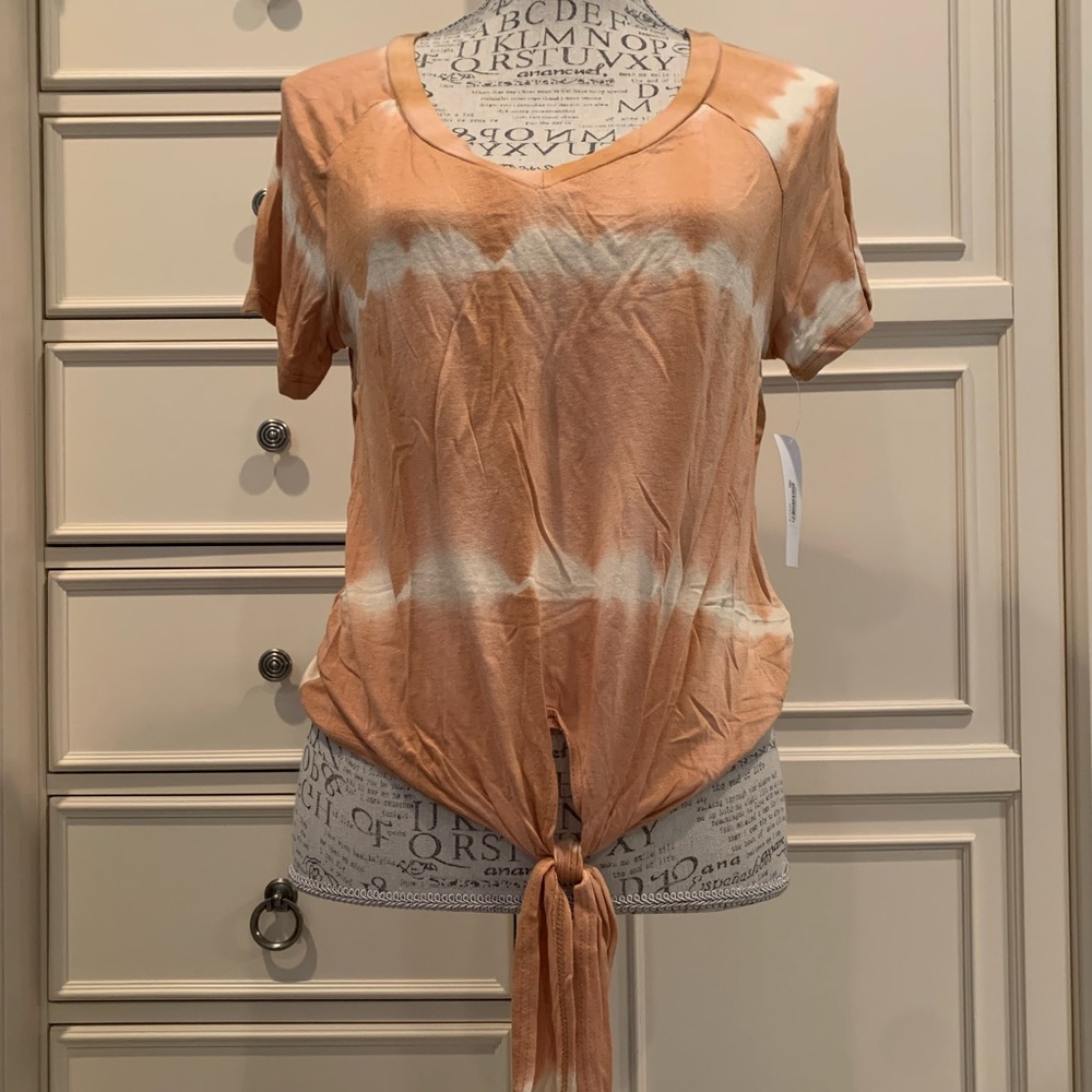NWT ultra flirt Tie-Dye V-Neck T-Shirt with Front Tie